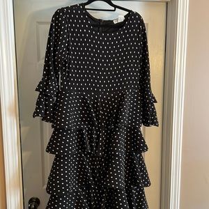 Black poka dot ruffle dress